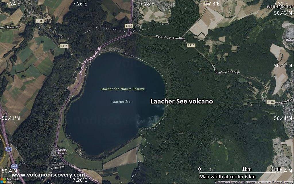 Satellite/aerial-type map of Laacher See volcano (scale of 5-10 km)