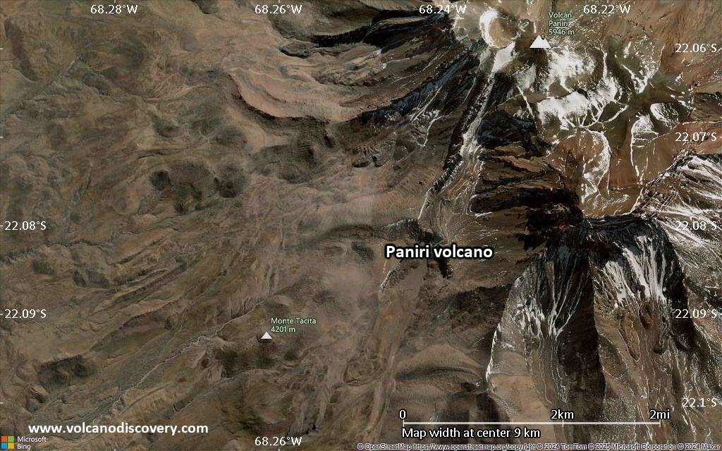 Satellite/aerial-type map of Paniri volcano (scale of 5-10 km)
