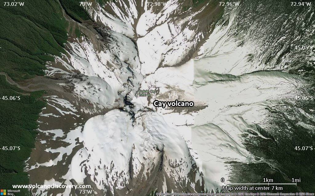 Satellite/aerial-type map of Cay volcano (scale of 5-10 km)