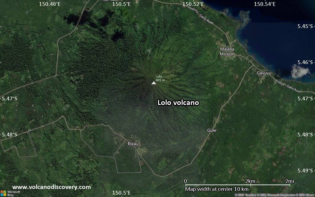Satellite/aerial-type map of Lolo volcano (scale of 5-10 km)