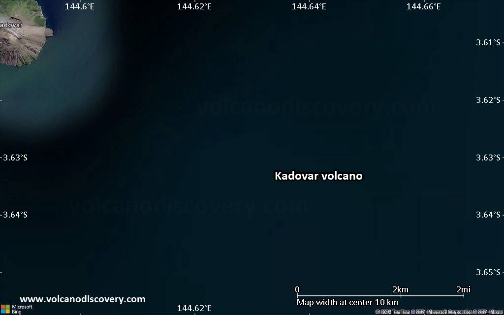 Satellite/aerial-type map of Kadovar volcano (scale of 5-10 km)