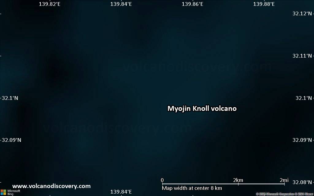 Satellite/aerial-type map of Myojin Knoll volcano (scale of 5-10 km)