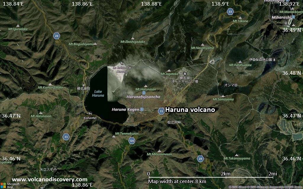 Satellite/aerial-type map of Haruna volcano (scale of 5-10 km)
