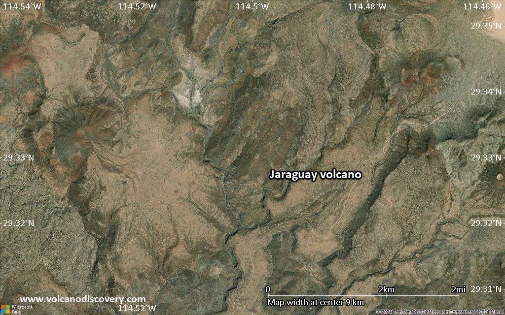 Satellite/aerial-type map of Jaraguay volcano (scale of 5-10 km)
