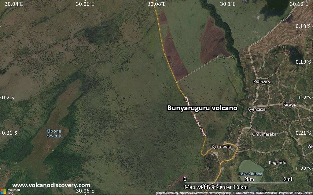 Satellite/aerial-type map of Bunyaruguru volcano (scale of 5-10 km)