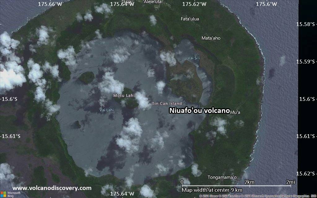 Satellite/aerial-type map of Niuafo'ou volcano (scale of 5-10 km)