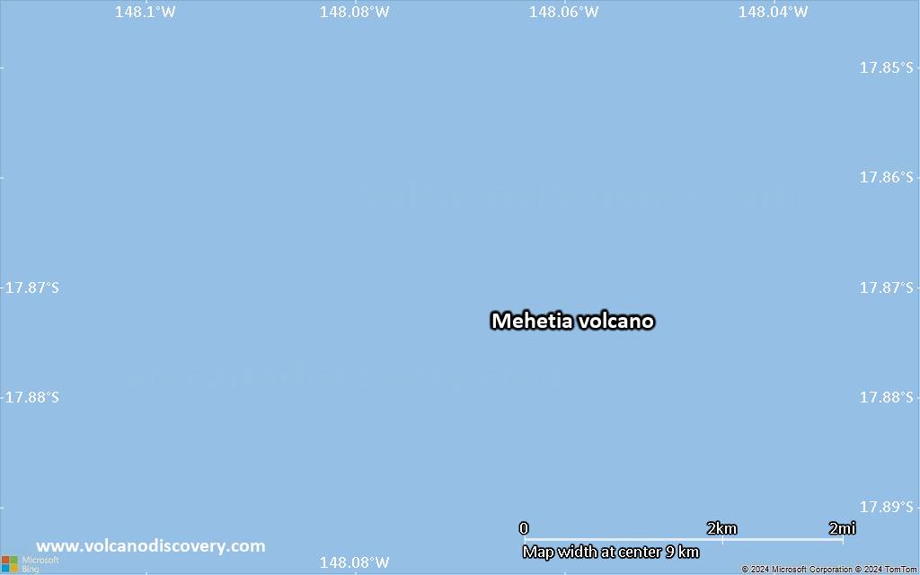 Satellite/aerial-type map of Mehetia volcano (scale of 5-10 km)