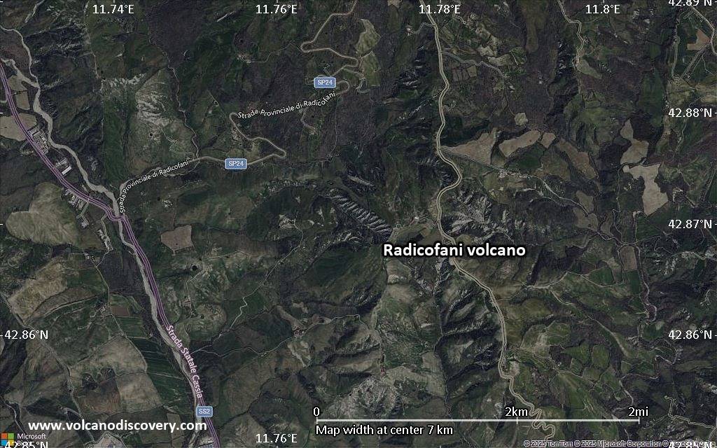 Satellite/aerial-type map of Radicofani volcano (scale of 5-10 km)