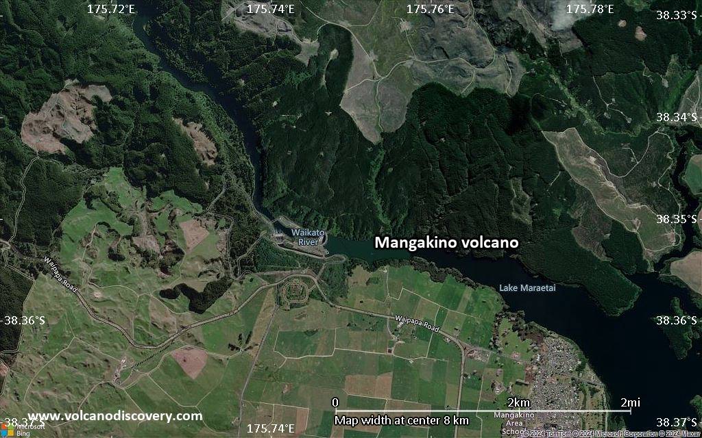 Satellite/aerial-type map of Mangakino volcano (scale of 5-10 km)