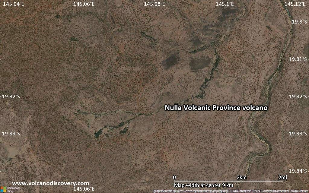 Satellite/aerial-type map of Nulla Volcanic Province volcano (scale of 5-10 km)