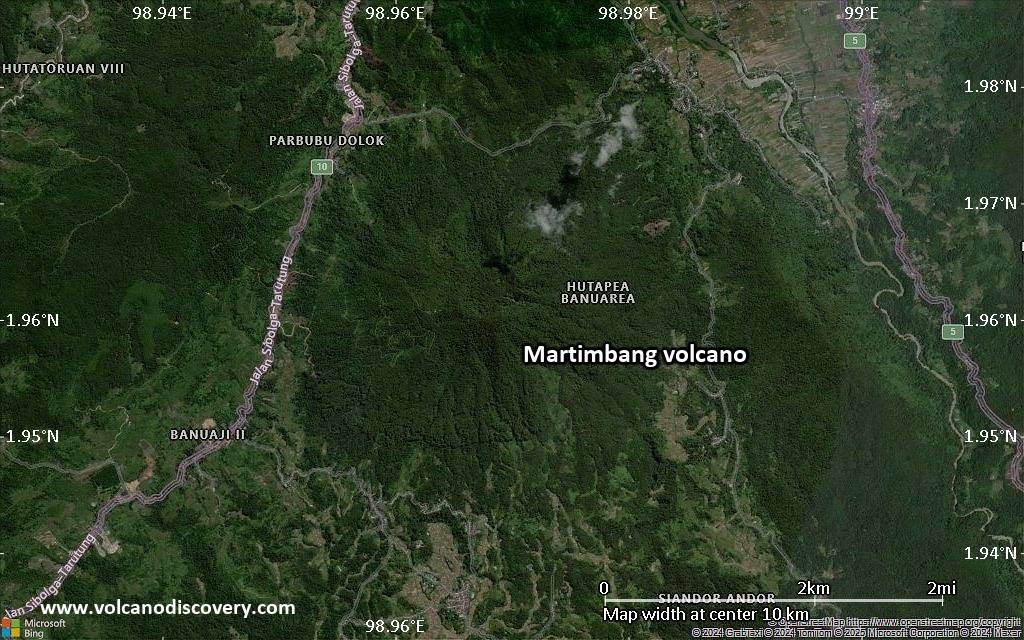 Satellite/aerial-type map of Martimbang volcano (scale of 5-10 km)