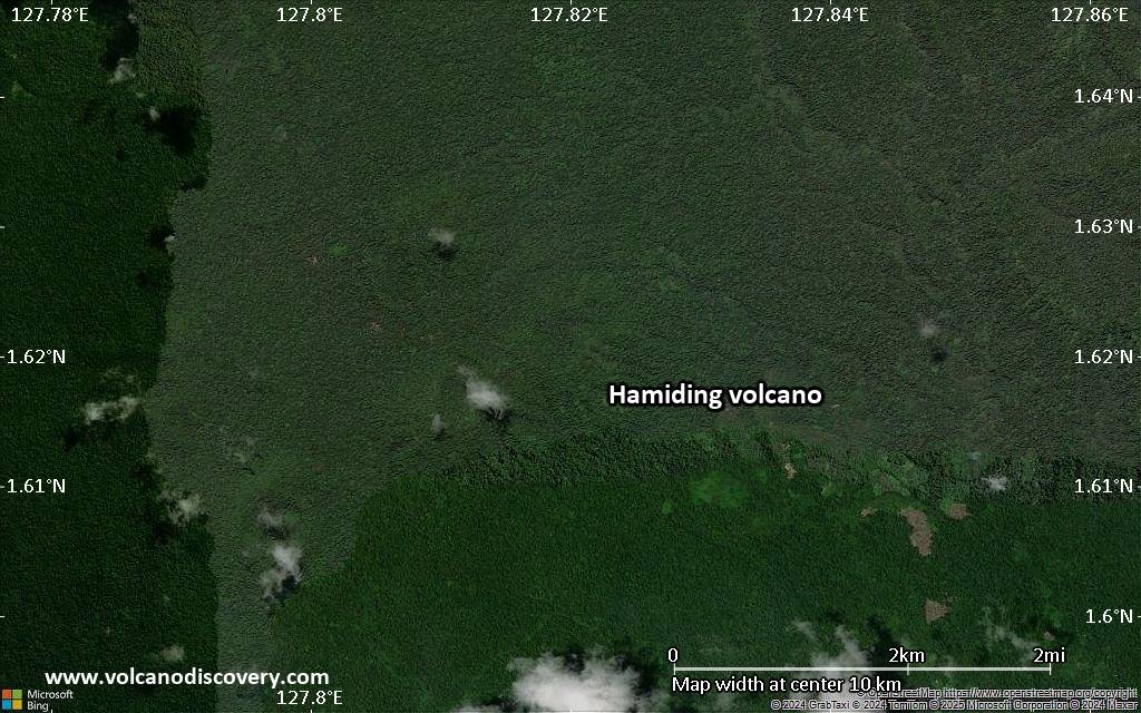 Satellite/aerial-type map of Hamiding volcano (scale of 5-10 km)