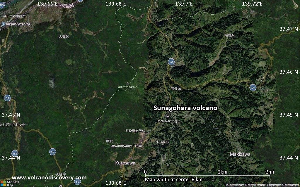 Satellite/aerial-type map of Sunagohara volcano (scale of 5-10 km)