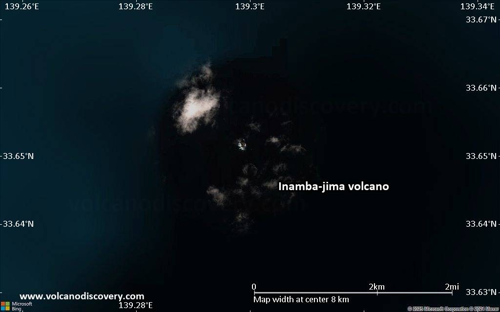 Satellite/aerial-type map of Inamba-jima volcano (scale of 5-10 km)