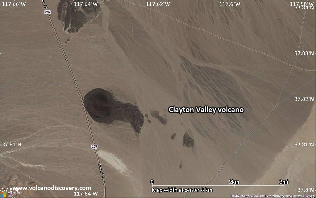 Satellite/aerial-type map of Clayton Valley volcano (scale of 5-10 km)
