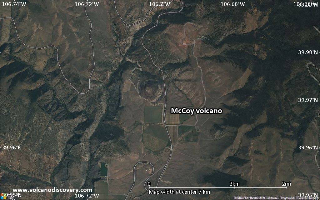 Satellite/aerial-type map of McCoy volcano (scale of 5-10 km)