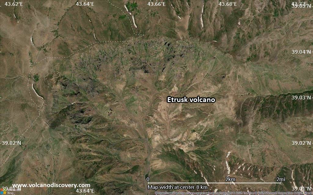 Satellite/aerial-type map of Etrusk volcano (scale of 5-10 km)