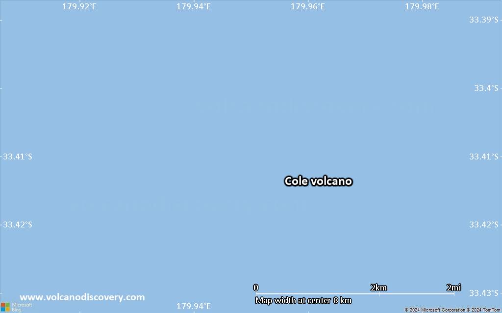 Satellite/aerial-type map of Cole volcano (scale of 5-10 km)
