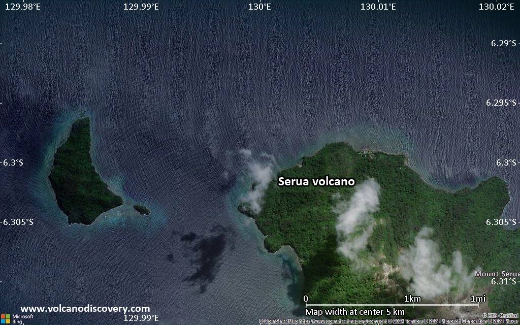 Satellite/aerial-type map of Serua volcano (scale of few kilometers)