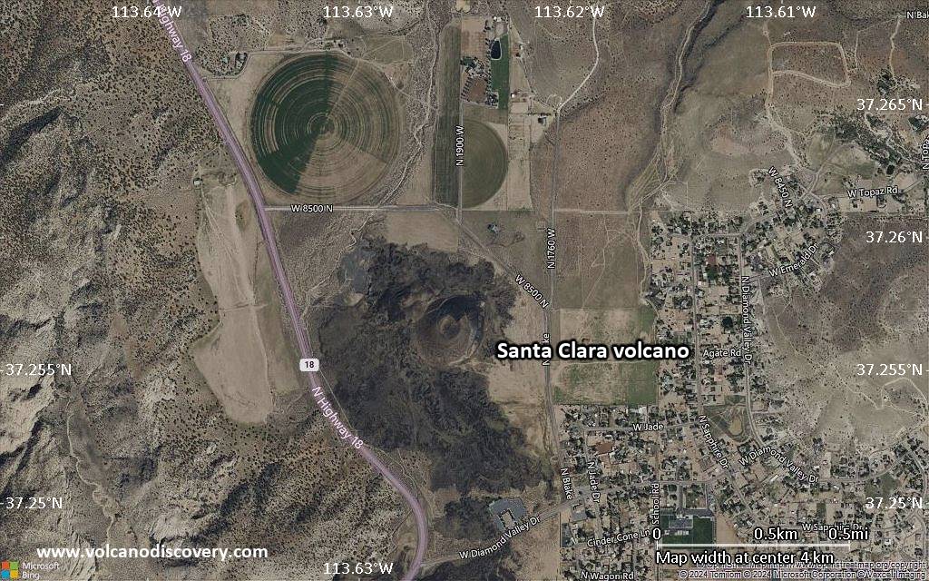Satellite/aerial-type map of Santa Clara volcano (scale of few kilometers)