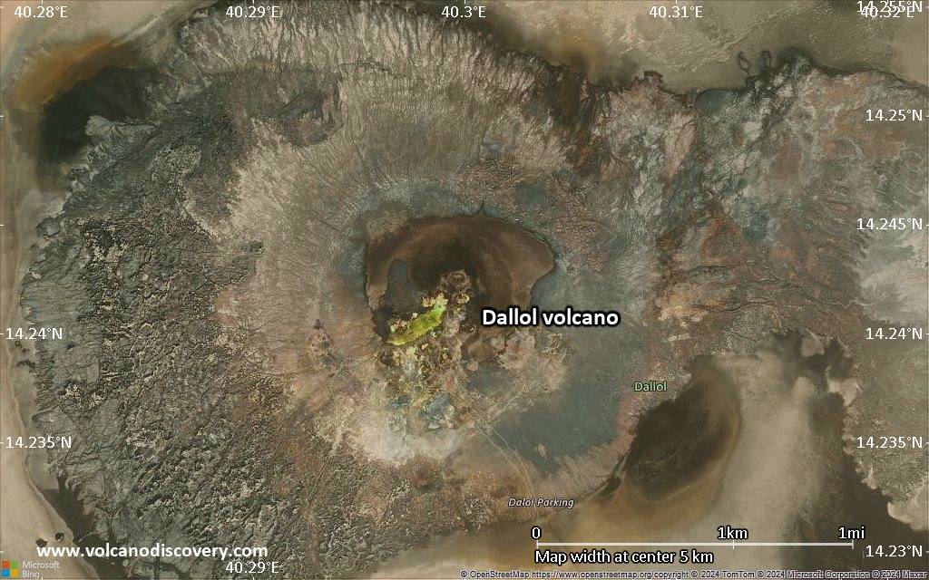 Satellite/aerial-type map of Dallol volcano (scale of few kilometers)