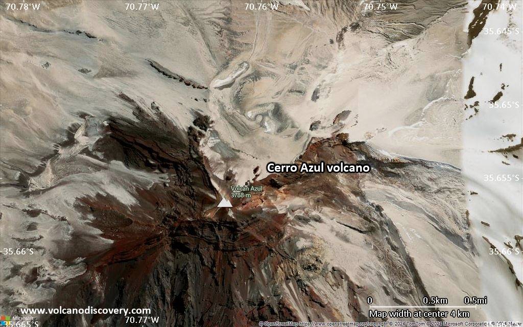 Satellite/aerial-type map of Cerro Azul volcano (scale of few kilometers)