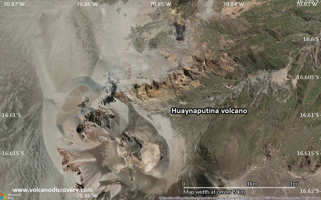 Satellite/aerial-type map of Huaynaputina volcano (scale of few kilometers)
