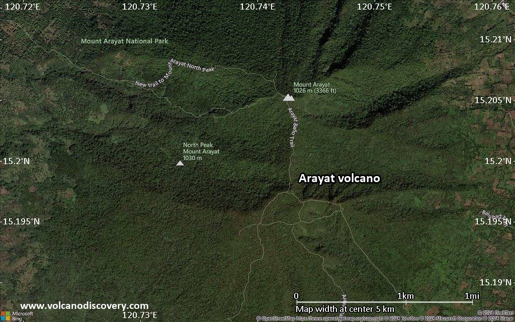 Satellite/aerial-type map of Arayat volcano (scale of few kilometers)