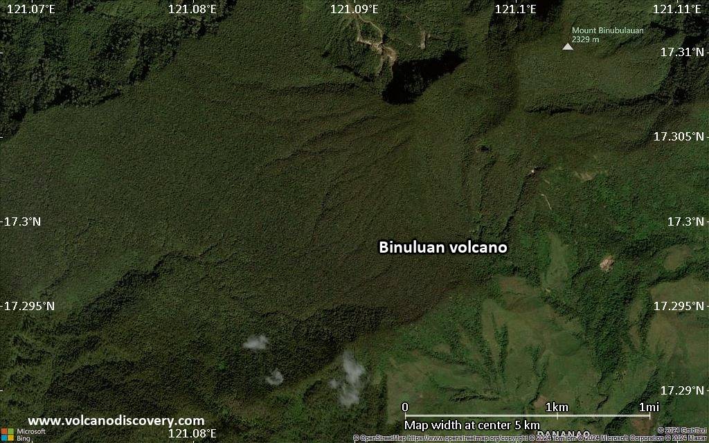 Satellite/aerial-type map of Binuluan volcano (scale of few kilometers)