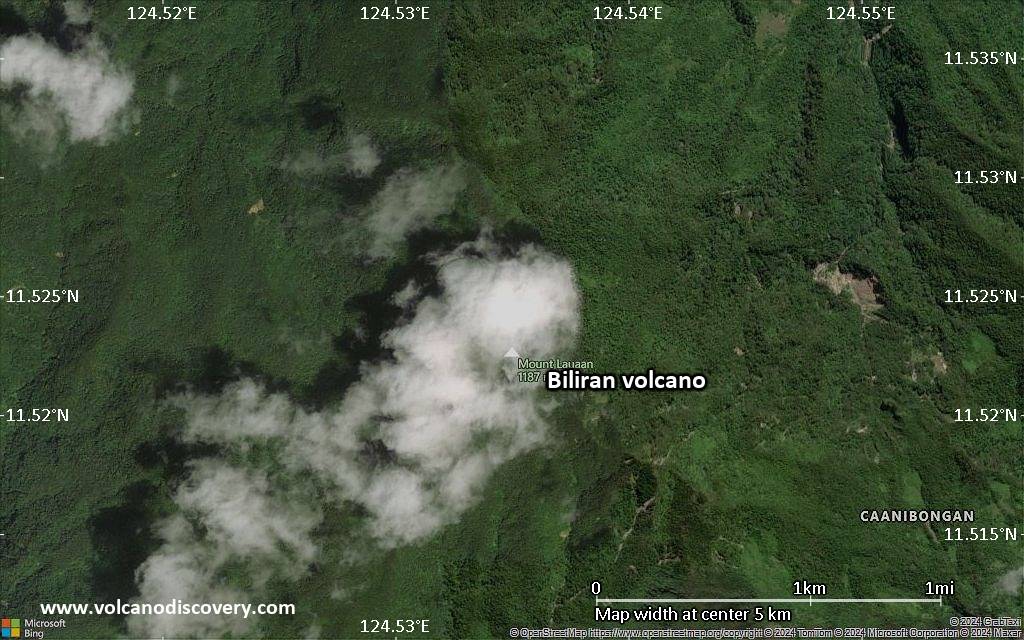 Satellite/aerial-type map of Biliran volcano (scale of few kilometers)