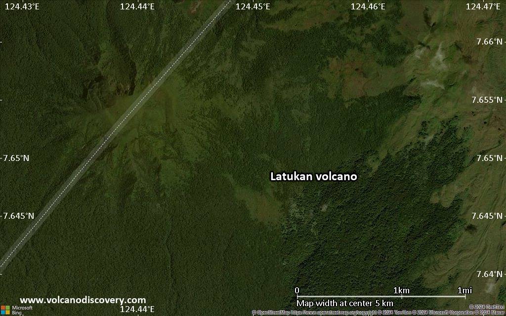 Satellite/aerial-type map of Latukan volcano (scale of few kilometers)