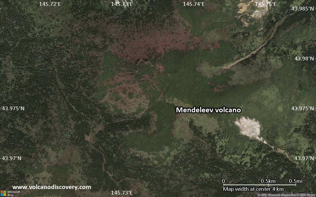 Satellite/aerial-type map of Mendeleev volcano (scale of few kilometers)