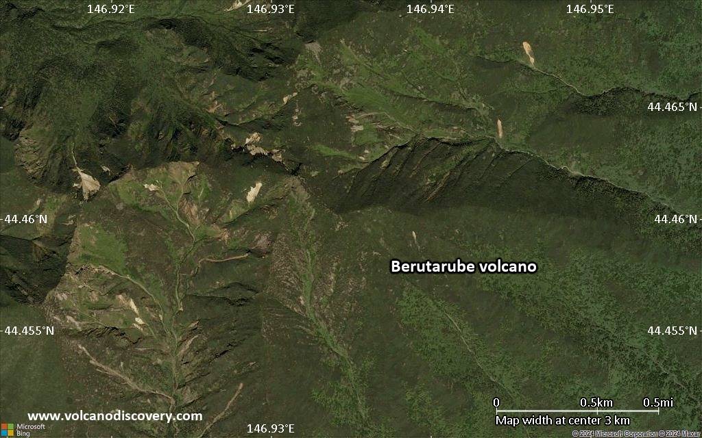 Satellite/aerial-type map of Berutarube volcano (scale of few kilometers)