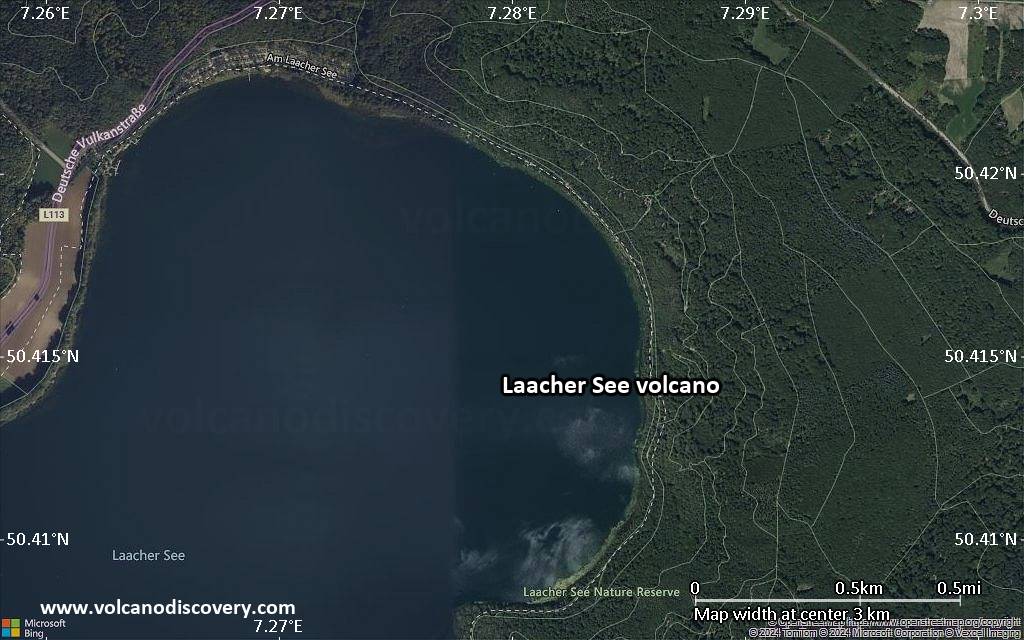 Satellite/aerial-type map of Laacher See volcano (scale of few kilometers)