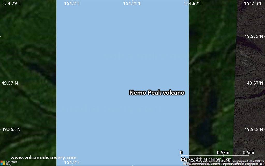 Satellite/aerial-type map of Nemo Peak volcano (scale of few kilometers)