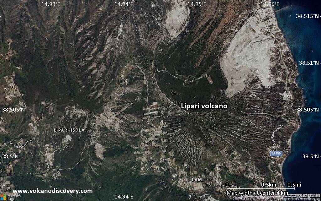 Satellite/aerial-type map of Lipari volcano (scale of few kilometers)