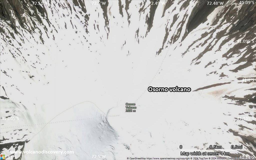 Satellite/aerial-type map of Osorno volcano (scale of few kilometers)