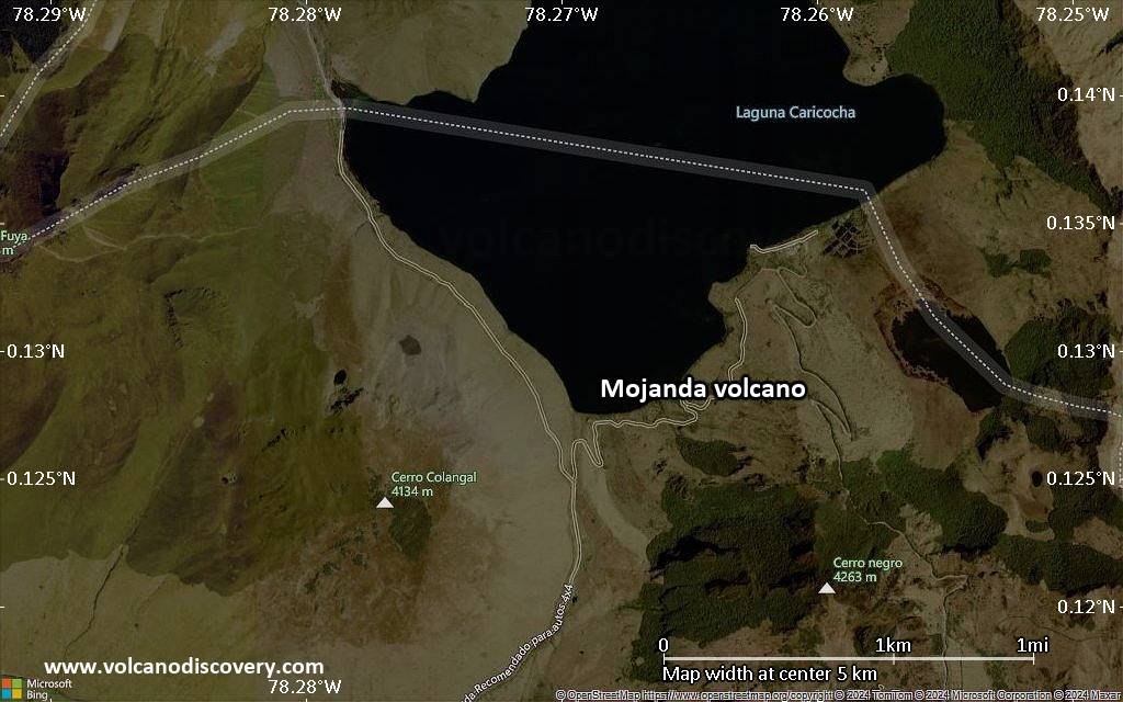 Satellite/aerial-type map of Mojanda volcano (scale of few kilometers)