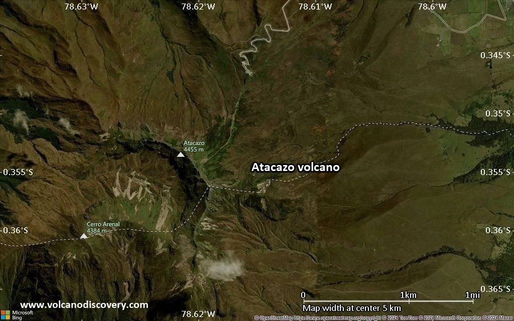 Satellite/aerial-type map of Atacazo volcano (scale of few kilometers)
