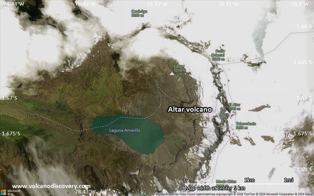 Satellite/aerial-type map of Altar volcano (scale of few kilometers)