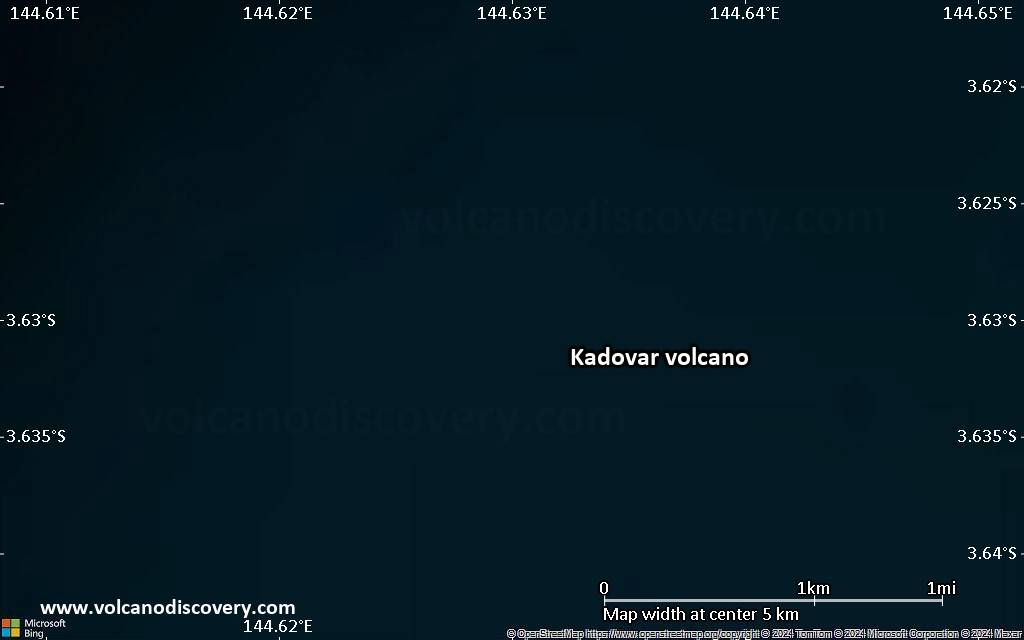 Satellite/aerial-type map of Kadovar volcano (scale of few kilometers)