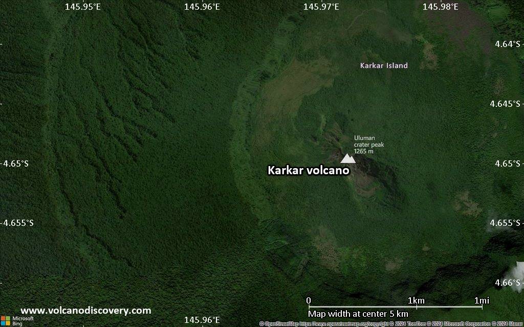 Satellite/aerial-type map of Karkar volcano (scale of few kilometers)