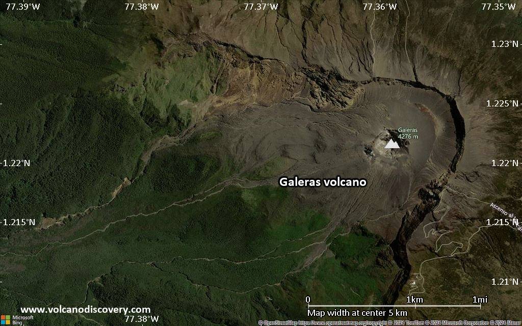 Satellite/aerial-type map of Galeras volcano (scale of few kilometers)