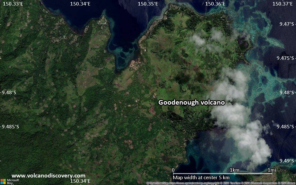 Satellite/aerial-type map of Goodenough volcano (scale of few kilometers)