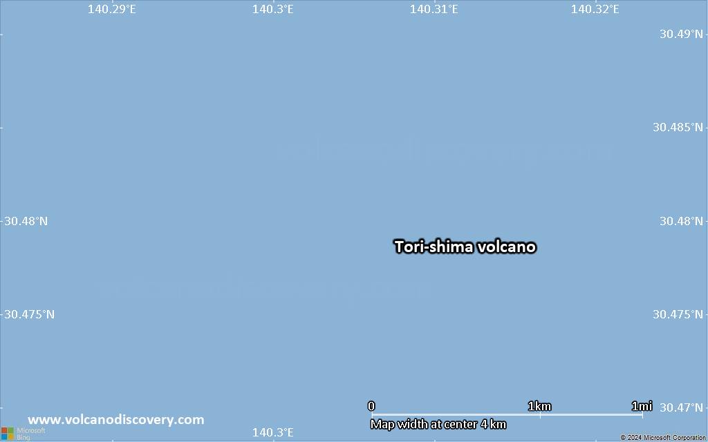 Satellite/aerial-type map of Tori-shima volcano (scale of few kilometers)