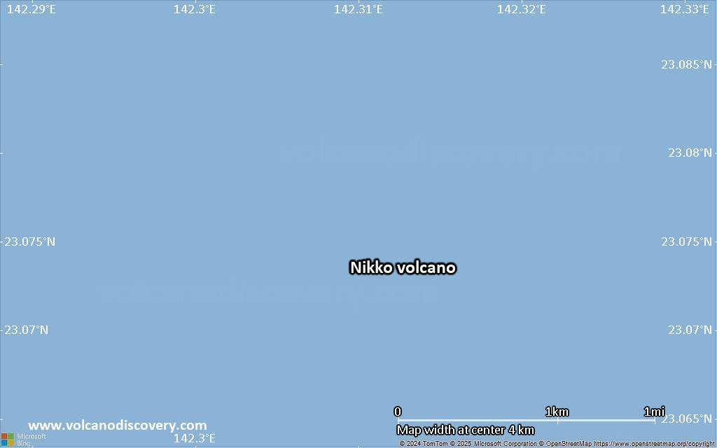 Satellite/aerial-type map of Nikko volcano (scale of few kilometers)
