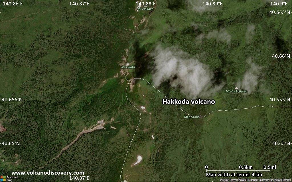 Satellite/aerial-type map of Hakkoda volcano (scale of few kilometers)
