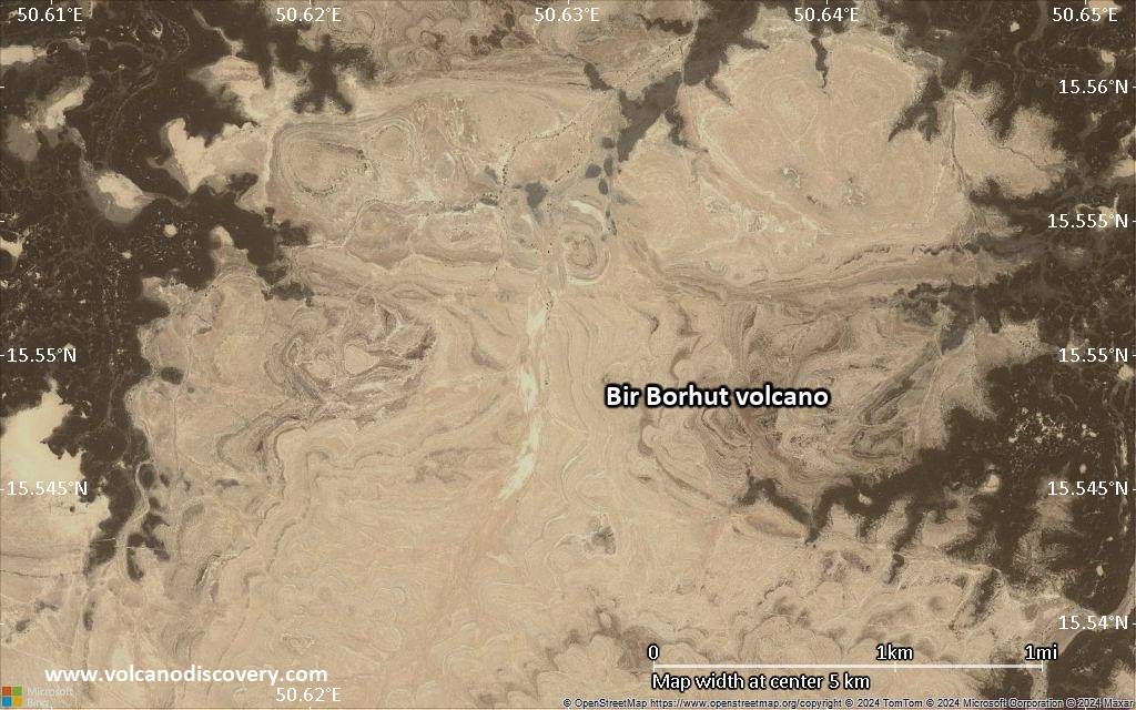Satellite/aerial-type map of Bir Borhut volcano (scale of few kilometers)