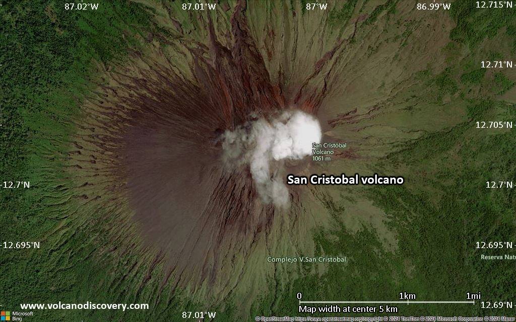 Satellite/aerial-type map of San Cristobal volcano (scale of few kilometers)