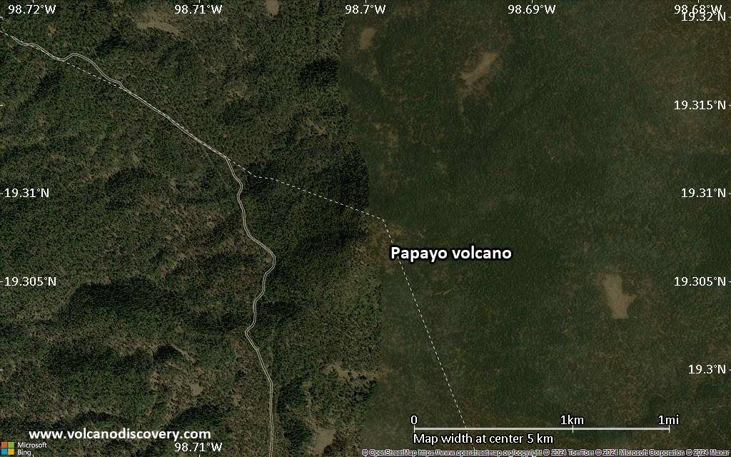 Satellite/aerial-type map of Papayo volcano (scale of few kilometers)